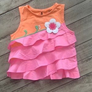 Gymboree Pink Orange Ruffle Tank Top 18 24 months